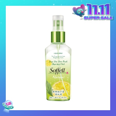 SOFFELL Natural Range Yuzu Tea Tree Insect Repellent (Suitable For 2 Years Old & Above + Comes In Pump Action Bottle + Up To 4 hours Protection + Non-Oily Formula) 55ml
