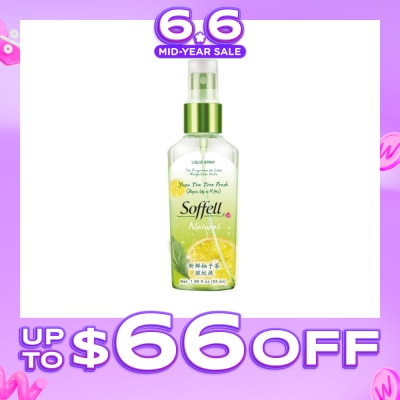 SOFFELL - Natural Range Yuzu Tea Tree Insect Repellent (Suitable For 2 Years Old & Above + Comes In Pump Action Bottle + Up To 4 hours Protection + Non-Oily Formula) 55ml