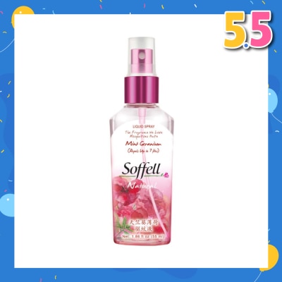 SOFFELL Natural Range Mint Geraniumn Insect Repellent (Suitable For 2 Years Old & Above + Comes In Pump Action Bottle + Up To 7 hours Protection + Non-Oily Formula) 55ml
