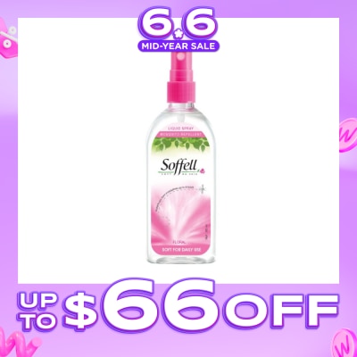 SOFFELL - Floral Scented Insect Repellent (Contains DEET As Active Ingredient + Comes In Pump Action Bottle + Up To 8 hours Protection) 80ml