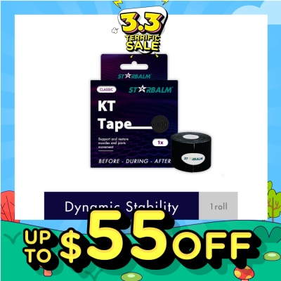 STARBALM Kinesiology Tape (KT Tape) Classic Black 5cm x 5m (Joint Stability &Tension Relief + Support & Protect) 1s