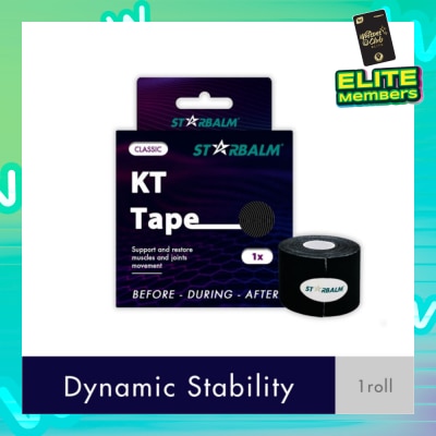 STARBALM Kinesiology Tape (KT Tape) Classic Black 5cm x 5m (Joint Stability &Tension Relief + Support & Protect) 1s