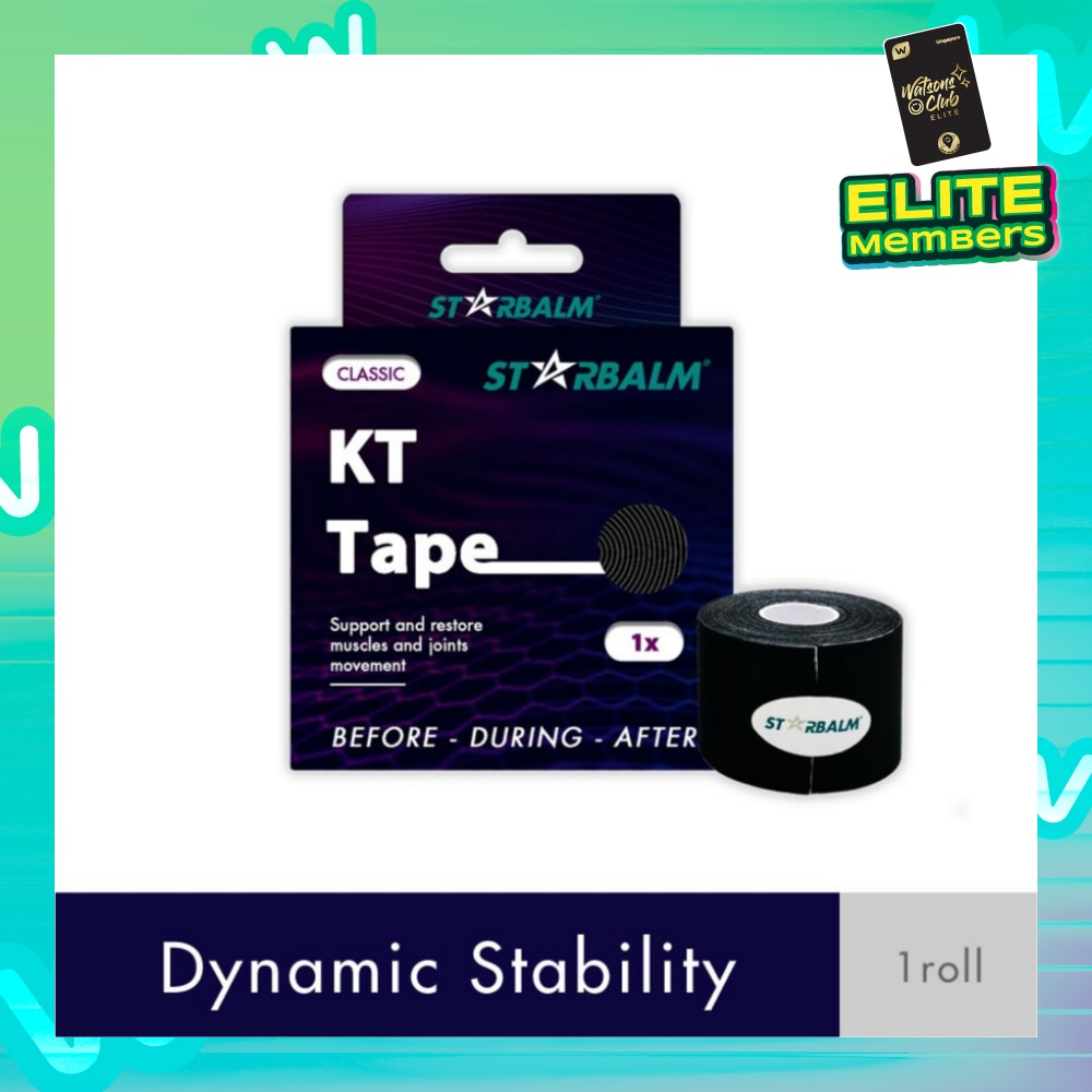 Kinesiology Tape (KT Tape) Classic Black 5cm x 5m (Joint Stability &Tension Relief + Support & Protect) 1s