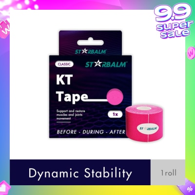STARBALM Kinesiology Tape (KT Tape) Classic Pink 5cm x 5m (Joint Stability &Tension Relief + Support & Protect) 1s