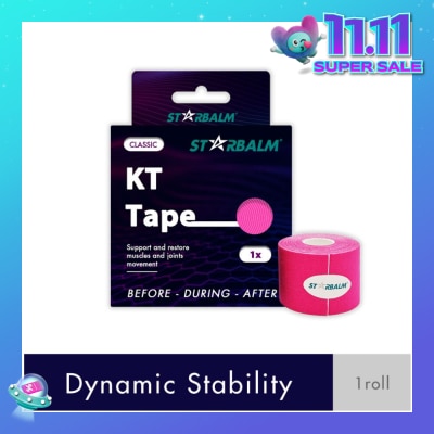 STARBALM Kinesiology Tape (KT Tape) Classic Pink 5cm x 5m (Joint Stability &Tension Relief + Support & Protect) 1s