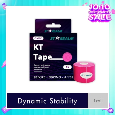 STARBALM Kinesiology Tape (KT Tape) Classic Pink 5cm x 5m (Joint Stability &Tension Relief + Support & Protect) 1s
