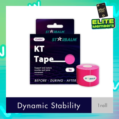 STARBALM Kinesiology Tape (KT Tape) Classic Pink 5cm x 5m (Joint Stability &Tension Relief + Support & Protect) 1s