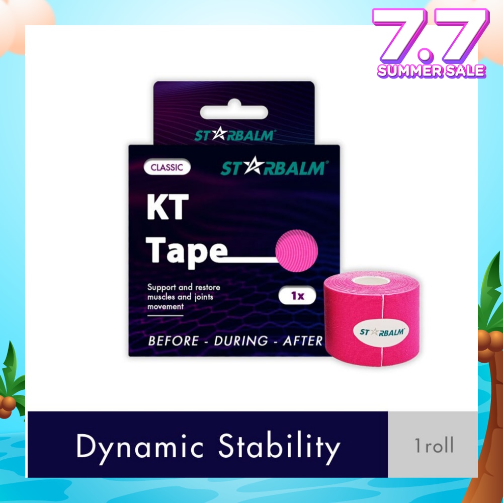 Kinesiology Tape (KT Tape) Classic Pink 5cm x 5m (Joint Stability &Tension Relief + Support & Protect) 1s