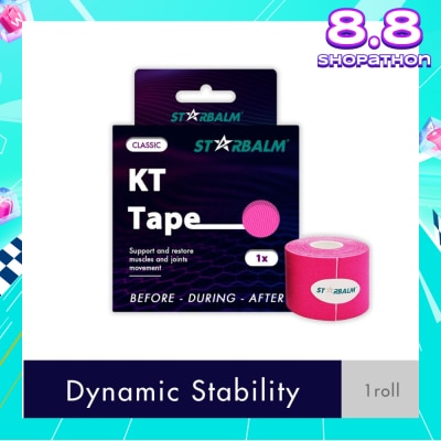 STARBALM Kinesiology Tape (KT Tape) Classic Pink 5cm x 5m (Joint Stability &Tension Relief + Support & Protect) 1s