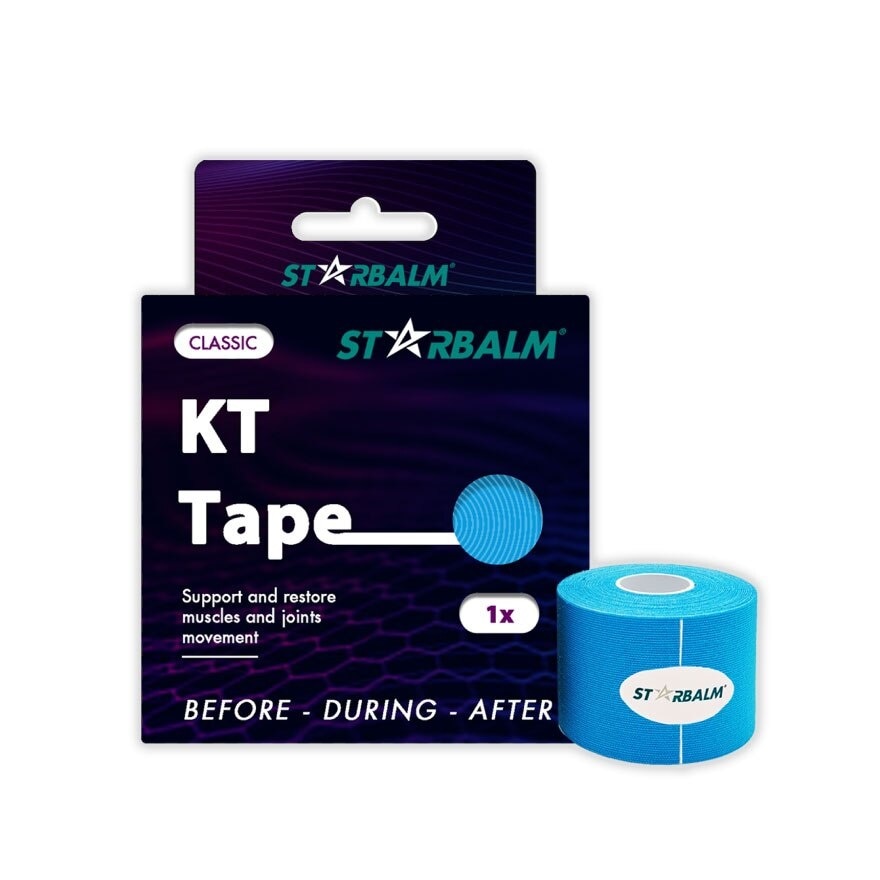 Kinesiology Tape (KT Tape) Classic Blue 5cm x 5m (Joint Stability &Tension Relief + Support & Protect) 1s