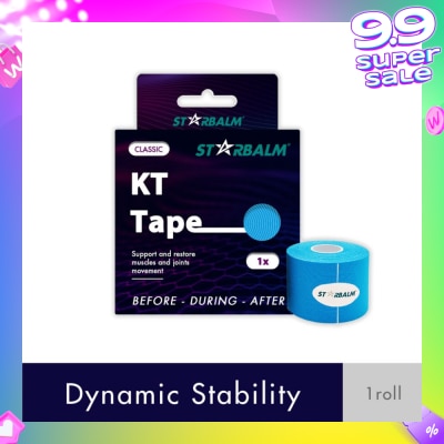 STARBALM Kinesiology Tape (KT Tape) Classic Blue 5cm x 5m (Joint Stability &Tension Relief + Support & Protect) 1s