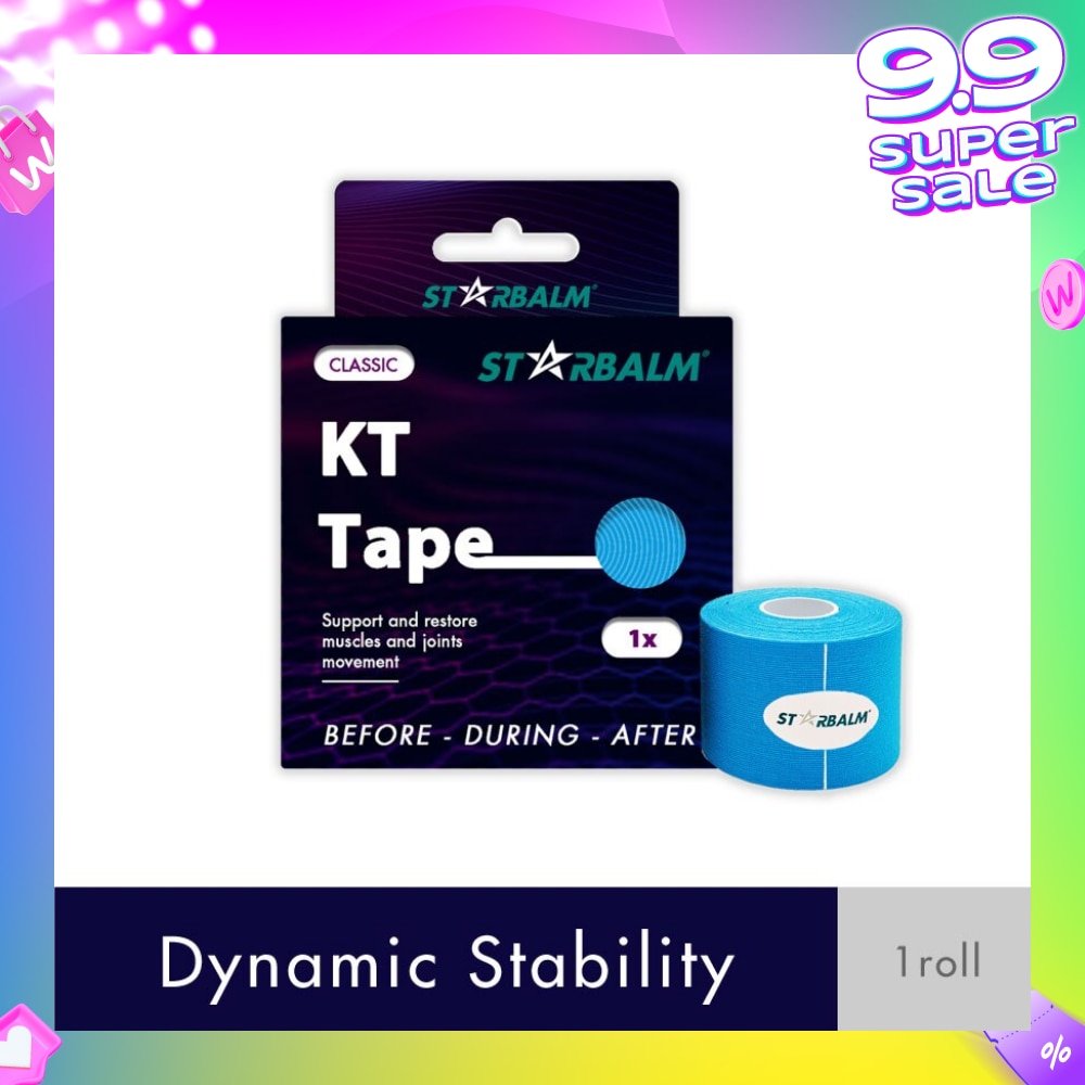 Kinesiology Tape (KT Tape) Classic Blue 5cm x 5m (Joint Stability &Tension Relief + Support & Protect) 1s