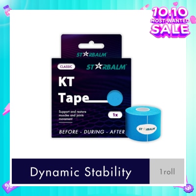 STARBALM Kinesiology Tape (KT Tape) Classic Blue 5cm x 5m (Joint Stability &Tension Relief + Support & Protect) 1s