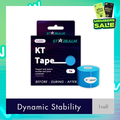 STARBALM Kinesiology Tape (KT Tape) Classic Blue 5cm x 5m (Joint Stability &Tension Relief + Support & Protect) 1s