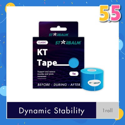 STARBALM Kinesiology Tape (KT Tape) Classic Blue 5cm x 5m (Joint Stability &Tension Relief + Support & Protect) 1s
