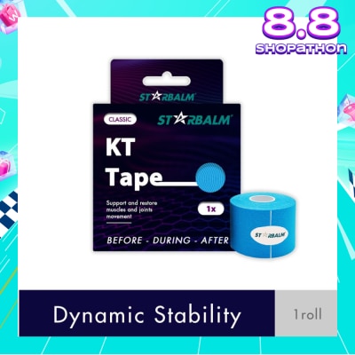 STARBALM Kinesiology Tape (KT Tape) Classic Blue 5cm x 5m (Joint Stability &Tension Relief + Support & Protect) 1s