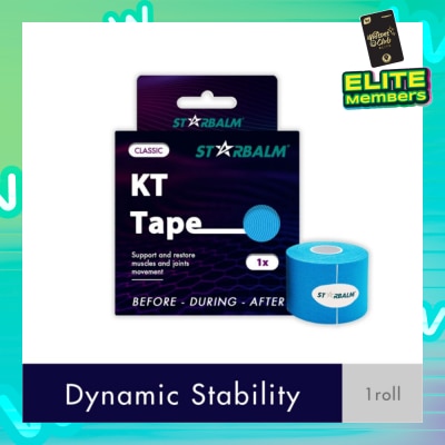 STARBALM Kinesiology Tape (KT Tape) Classic Blue 5cm x 5m (Joint Stability &Tension Relief + Support & Protect) 1s