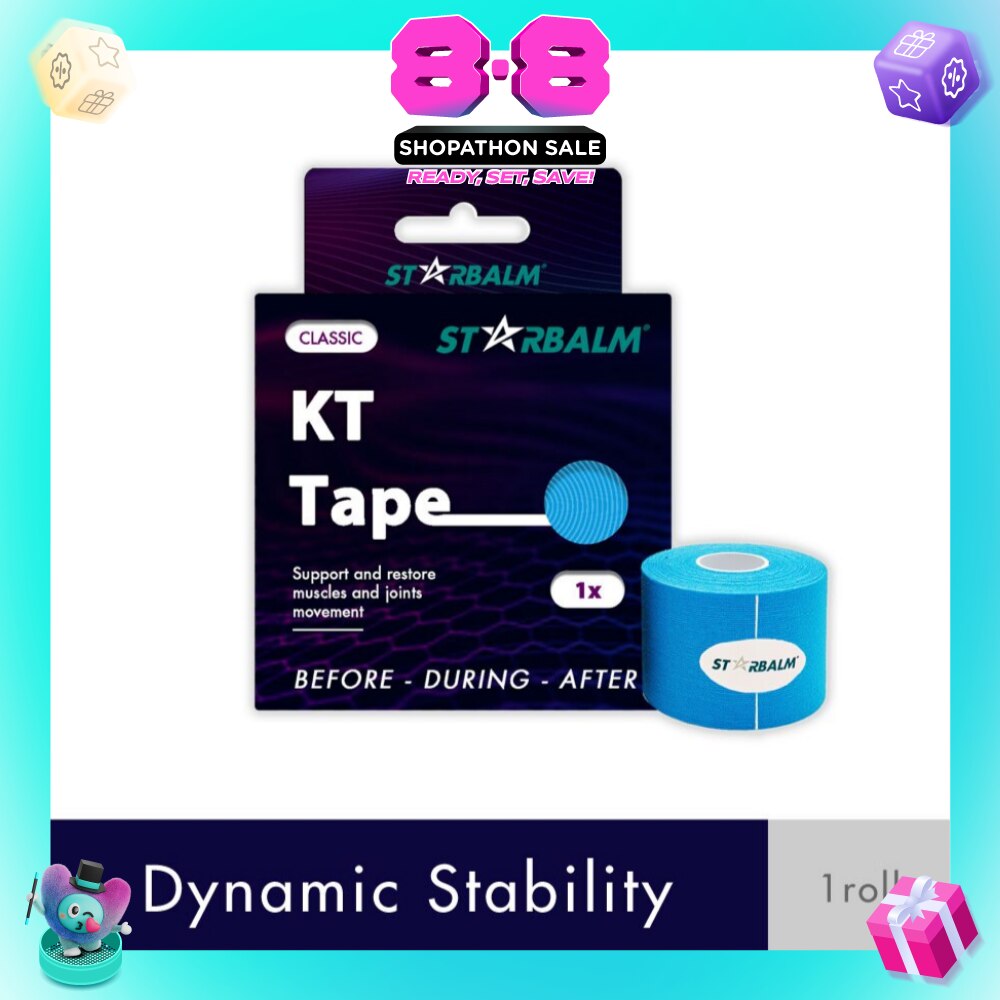 Kinesiology Tape (KT Tape) Classic Blue 5cm x 5m (Joint Stability &Tension Relief + Support & Protect) 1s