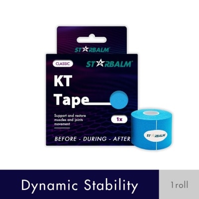 STARBALM Kinesiology Tape (KT Tape) Classic Blue 5cm x 5m (Joint Stability &Tension Relief + Support & Protect) 1s