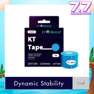 STARBALM Kinesiology Tape (KT Tape) Classic Blue 5cm x 5m (Joint Stability &Tension Relief + Support & Protect) 1s