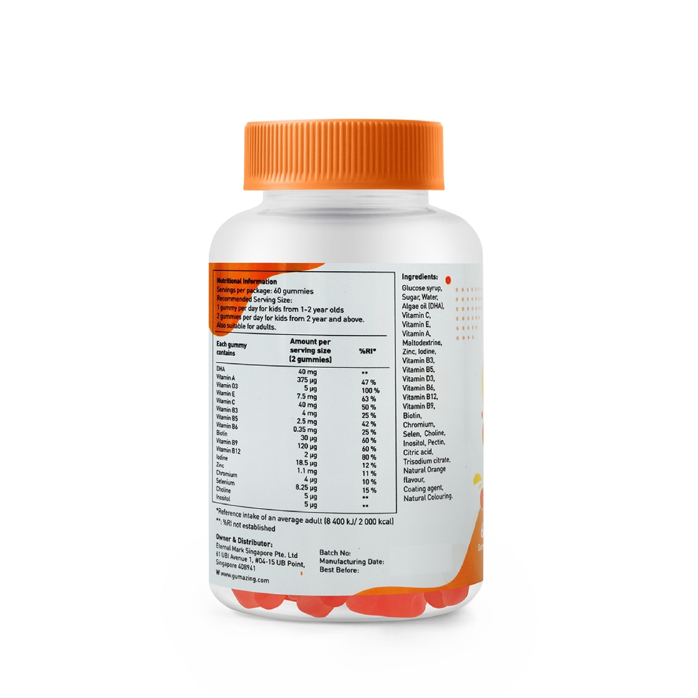 Kids Multivitamin + Omega-3 Orange Flavour Gummies 30 Day Supply 60s