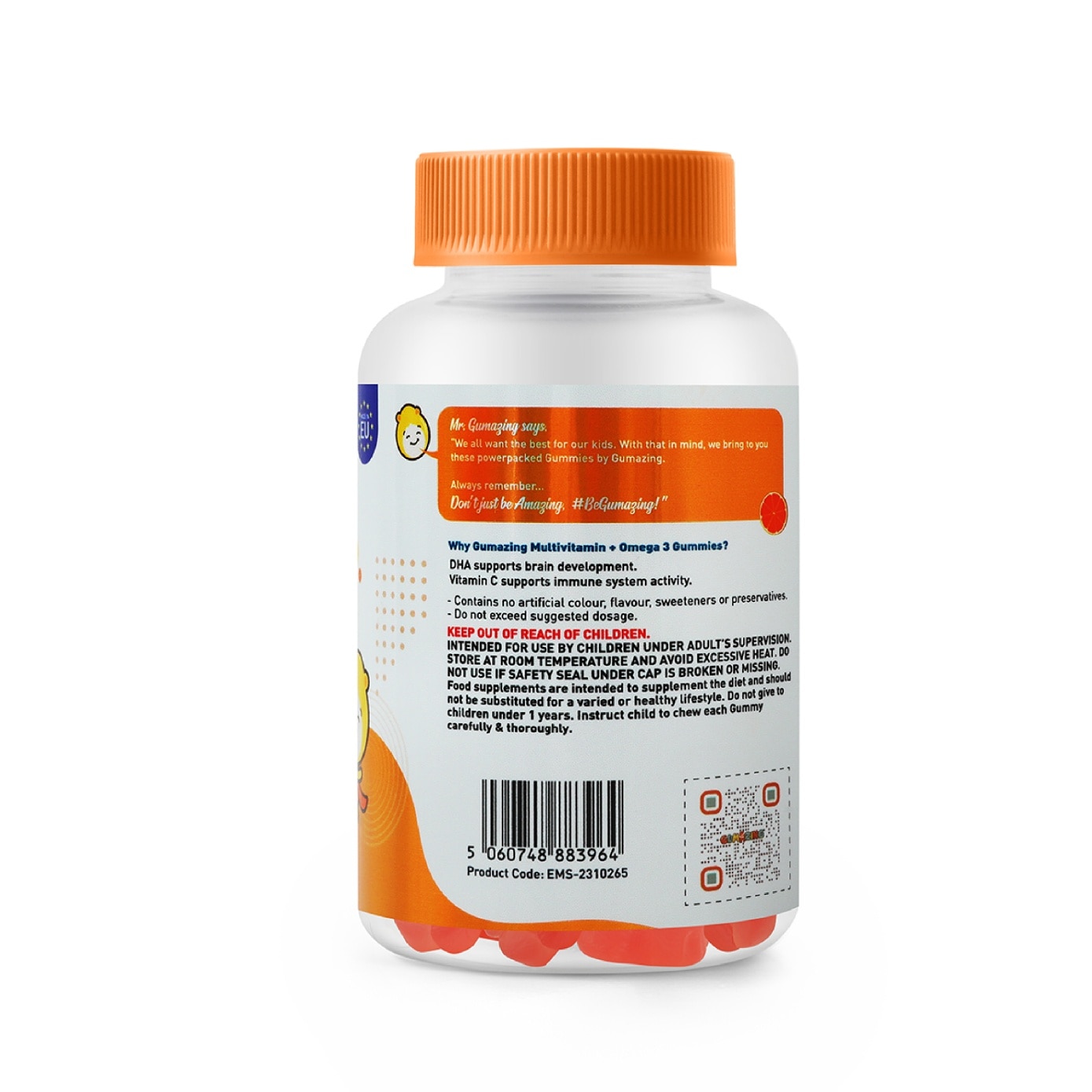 Kids Multivitamin + Omega-3 Orange Flavour Gummies 30 Day Supply 60s
