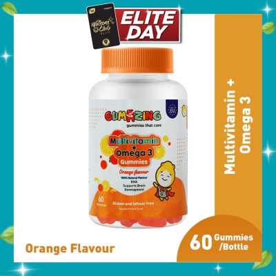 GUMAZING Kids Multivitamin + Omega 3 Orange Flavour Gummies 30 Day Supply 60s image