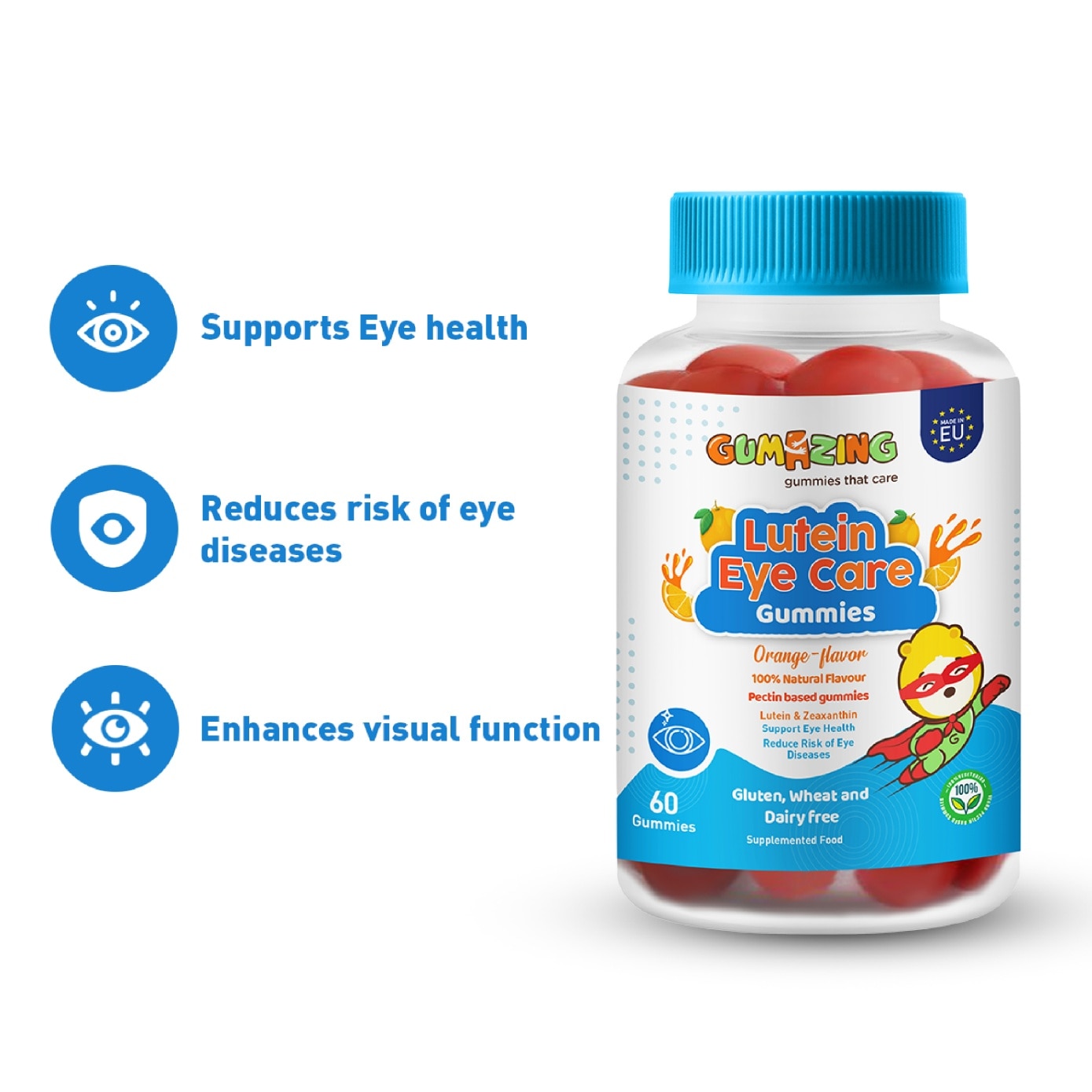 Kids Lutein Eye Care Orange Flavour Gummies 30 Day Supply 60s