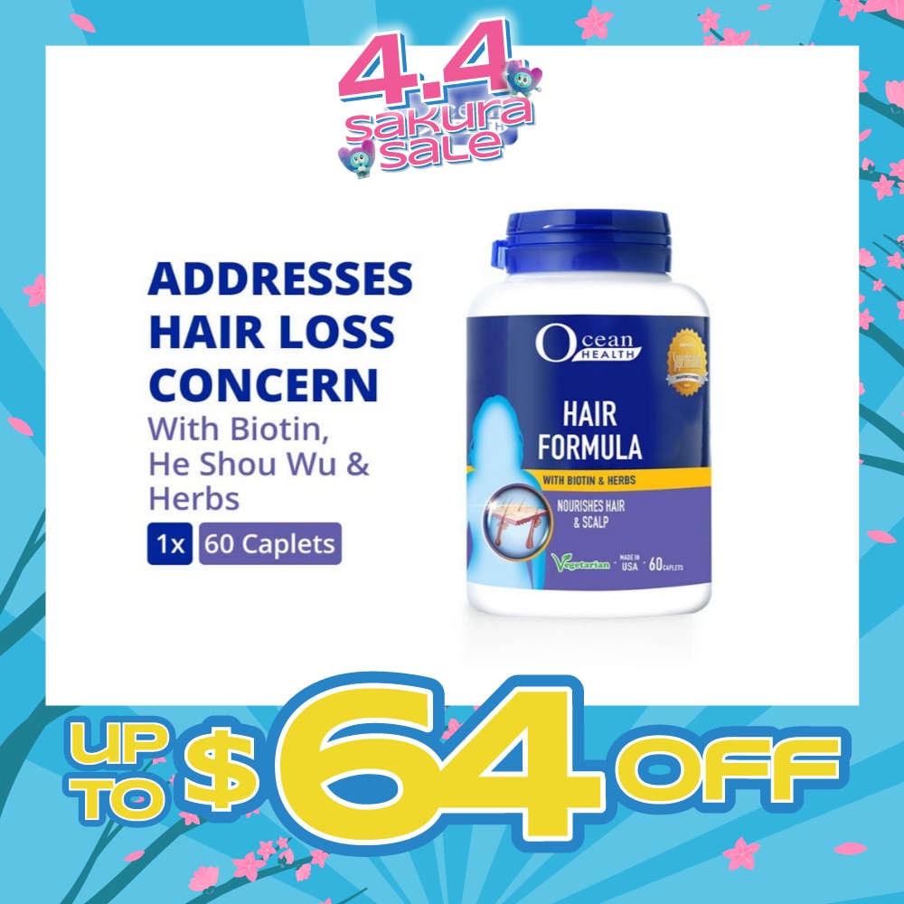 Hair Formula Caplet (Nourishes Hair & Scalp, Helps Address Hair Loss & Premature Greying of Hair Concerns + With Biotin & Herbs + Vegetarian) 60s