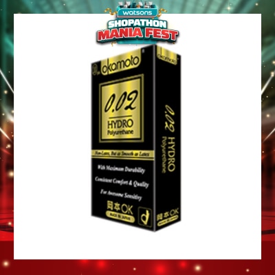 OKAMOTO® - 0.02 Hydro Polyurethane Nonlatex Condoms 8s