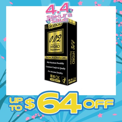 OKAMOTO® - 0.02 Hydro Polyurethane Nonlatex Condoms 8s