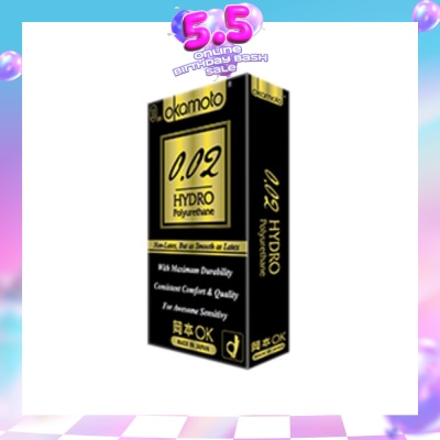 OKAMOTO® - 0.02 Hydro Polyurethane Nonlatex Condoms 8s