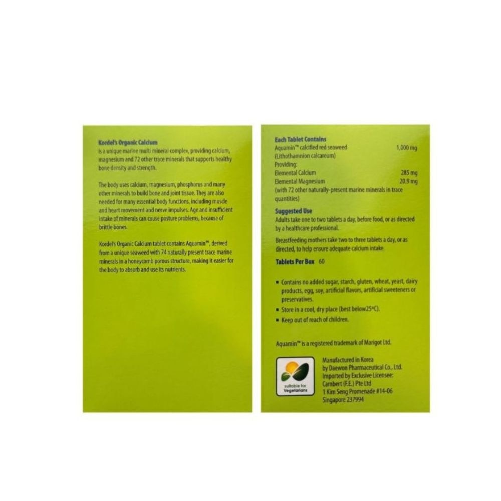 Organic Calcium Tablet (Support Bone Density + Build Bone Joint Tissue) 60s