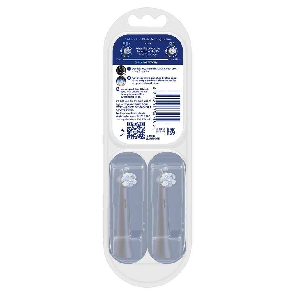 iO Advanced Clean Electric Toothbrush Replacement Brush Head Black 2s