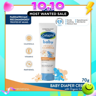 CETAPHIL BABY Diaper Cream with Organic Calendula (Soothe & Protect Baby's Delicate Skin) 70g image