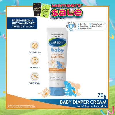 CETAPHIL BABY - Diaper Cream with Organic Calendula (Soothe & Protect Baby's Delicate Skin) 70g