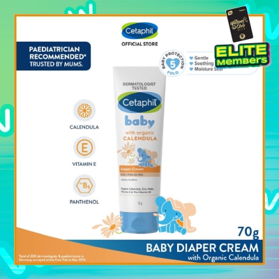 CETAPHIL BABY Diaper Cream with Organic Calendula (Soothe & Protect Baby's Delicate Skin) 70g