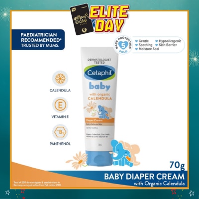 CETAPHIL BABY - Diaper Cream with Organic Calendula (Soothe & Protect Baby's Delicate Skin) 70g