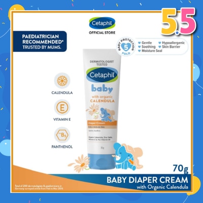 CETAPHIL BABY Diaper Cream with Organic Calendula (Soothe & Protect Baby's Delicate Skin) 70g
