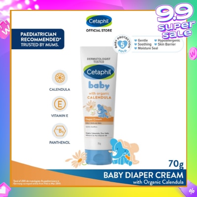 CETAPHIL BABY Diaper Cream with Organic Calendula (Soothe & Protect Baby's Delicate Skin) 70g