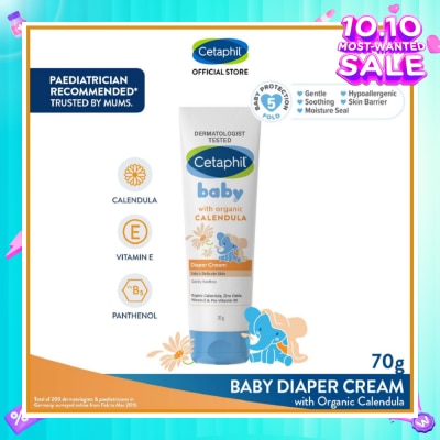 CETAPHIL BABY Diaper Cream with Organic Calendula (Soothe & Protect Baby's Delicate Skin) 70g