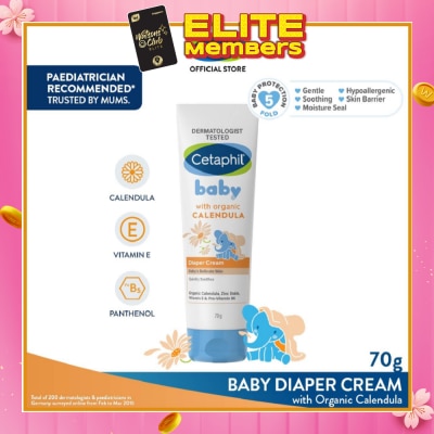 CETAPHIL BABY Diaper Cream with Organic Calendula (Soothe & Protect Baby's Delicate Skin) 70g