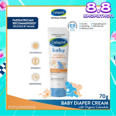 CETAPHIL BABY Diaper Cream with Organic Calendula (Soothe & Protect Baby's Delicate Skin) 70g