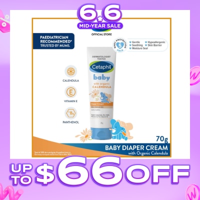 CETAPHIL BABY - Diaper Cream with Organic Calendula (Soothe & Protect Baby's Delicate Skin) 70g