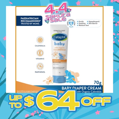 CETAPHIL BABY - Diaper Cream with Organic Calendula (Soothe & Protect Baby's Delicate Skin) 70g