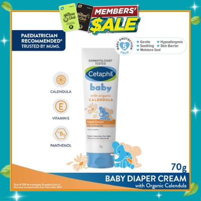 CETAPHIL BABY Diaper Cream with Organic Calendula (Soothe & Protect Baby's Delicate Skin) 70g image
