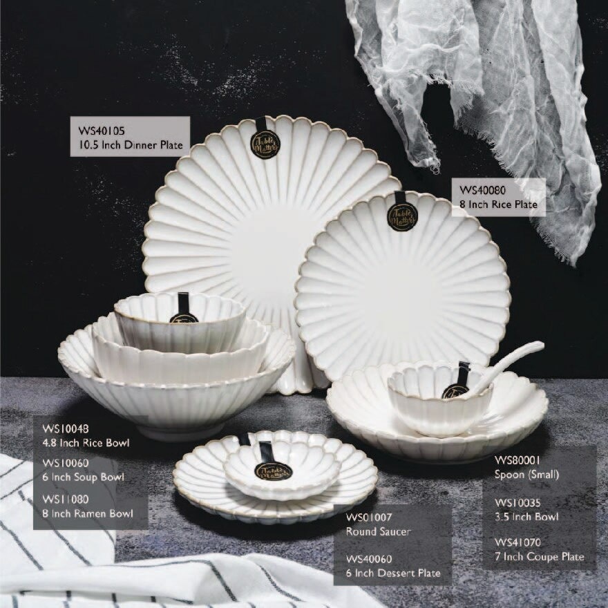 6 inch Dessert Plate WS40060 White Scallop 1s