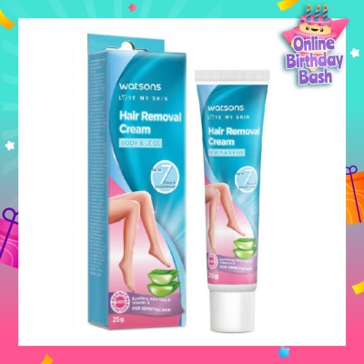 WATSONS Hair Removal Cream for Body & Legs (Up to 7 Days of Smoothness + Soothing Aloe Vera & Vitamin E + Moisturize Skin + Suitable for Sensitive Skin) 25g