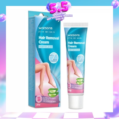 WATSONS - Hair Removal Cream for Body & Legs (Up to 7 Days of Smoothness + Soothing Aloe Vera & Vitamin E + Moisturize Skin + Suitable for Sensitive Skin) 25g