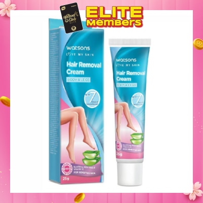 WATSONS Hair Removal Cream for Body & Legs (Up to 7 Days of Smoothness + Soothing Aloe Vera & Vitamin E + Moisturize Skin + Suitable for Sensitive Skin) 25g
